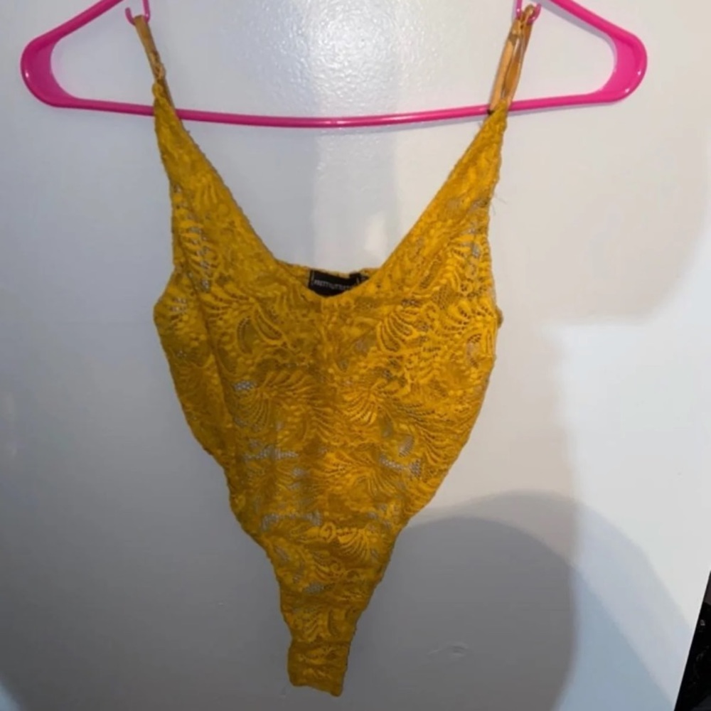 Yellow lace bodysuit